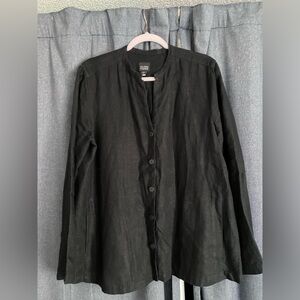 Eileen Fisher black linen shirt with pockets M